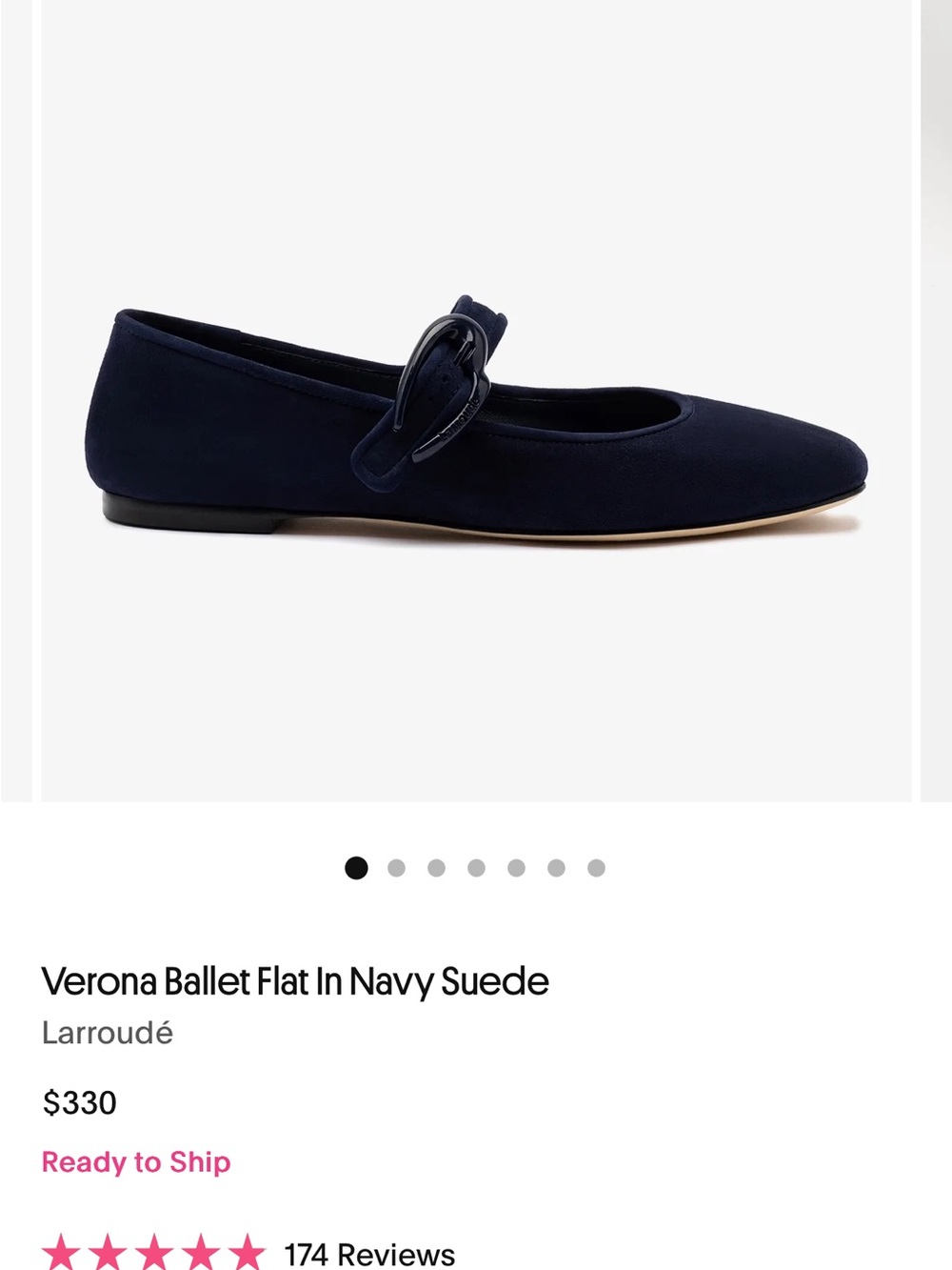 Larroude Navy Suede Verona  6.5